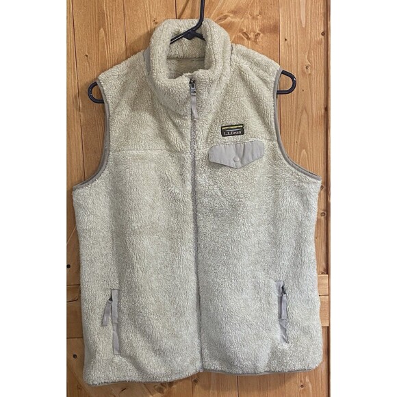 LL Bean Hi-Pile Mountain Fleece Vest Pockets Full Zip Approx Large Gorp - Picture 1 of 10